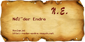 Néder Endre névjegykártya
